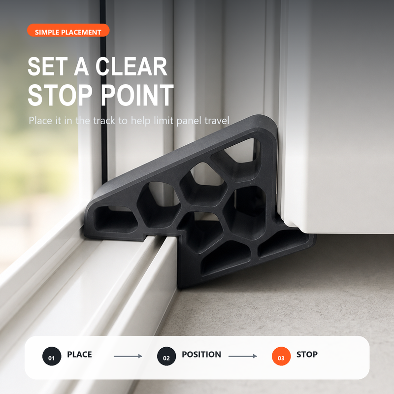 🚪 Köp 1 få 1 gratis 🛡️ Secure Track Door Stop – säker dörrstopp, stötdämpande & minimalistisk design – perfekt för skjutdörrar, fönster och balkongdörrar ✨🏠