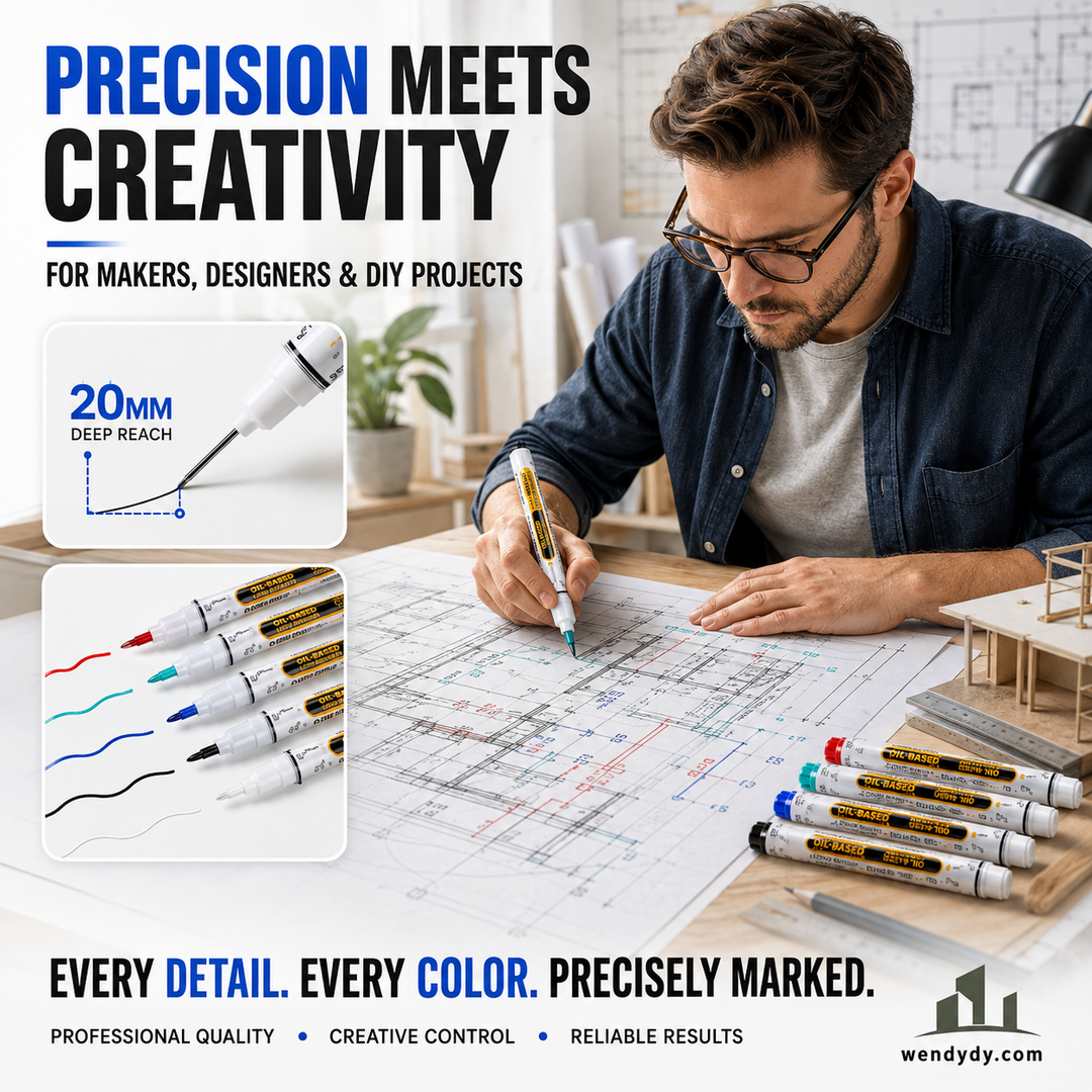 🖊️ Oljebaserad tuschpenna med snabbtorkande bläck och precisionsspets – skriver på alla ytor! ✨