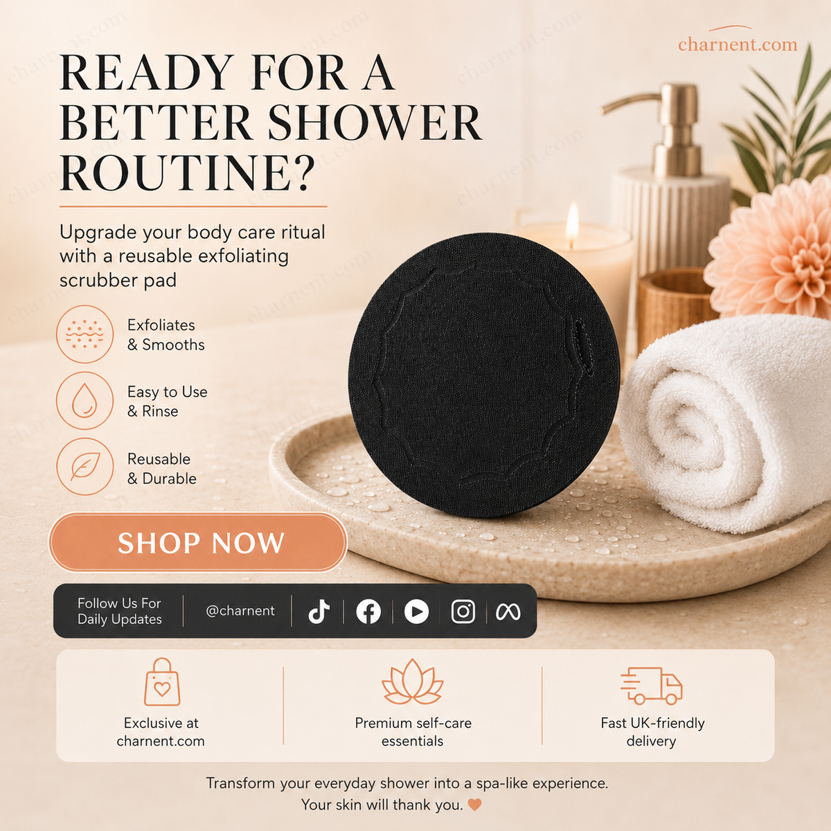 🥳 POPULÄR NYHET 🥳 50% OFF ✨🚿osybeary® Exfolierande Skrubbkudde – Återanvändbar Kroppsskrubb för Mjuk och Fräsch Hud 🧖‍♀️