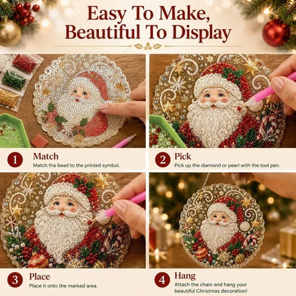 🎄 DIY Juldekoration Kit med Pärlor & Diamantkonst – Handgjorda Julprydnader 💎