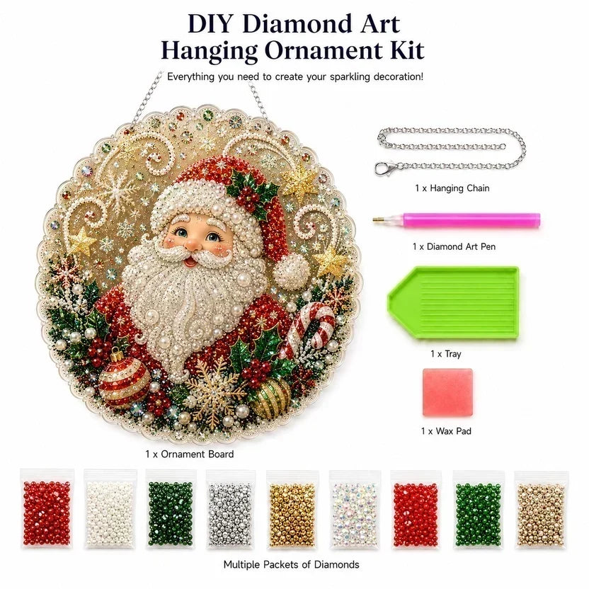 🎄 DIY Juldekoration Kit med Pärlor & Diamantkonst – Handgjorda Julprydnader 💎