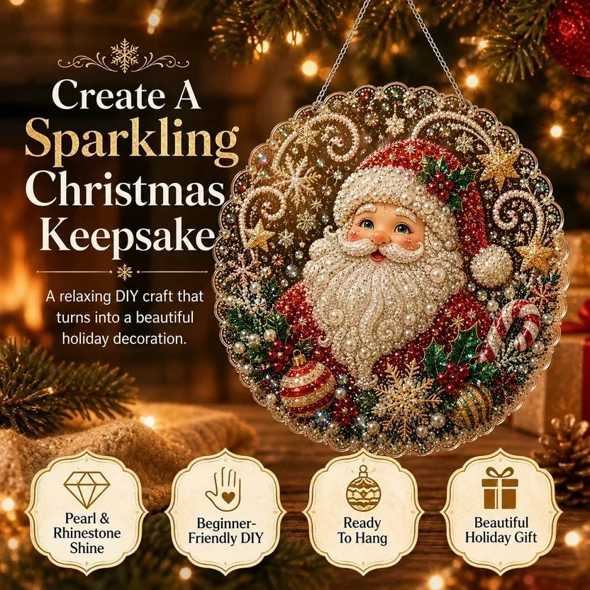 🎄 DIY Juldekoration Kit med Pärlor & Diamantkonst – Handgjorda Julprydnader 💎