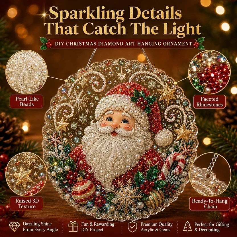 🎄 DIY Juldekoration Kit med Pärlor & Diamantkonst – Handgjorda Julprydnader 💎