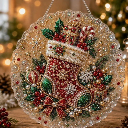 🎄 DIY Juldekoration Kit med Pärlor & Diamantkonst – Handgjorda Julprydnader 💎