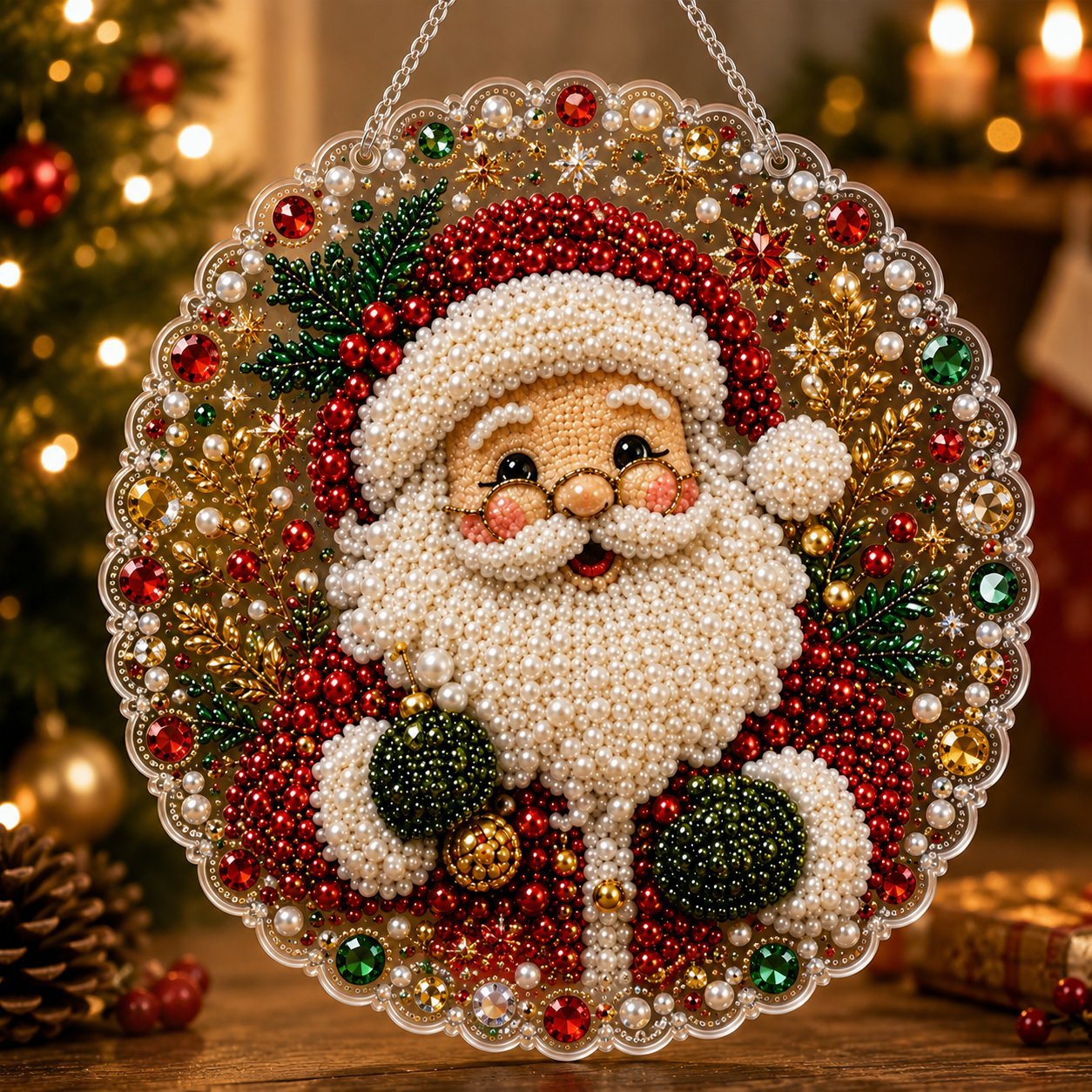🎄 DIY Juldekoration Kit med Pärlor & Diamantkonst – Handgjorda Julprydnader 💎