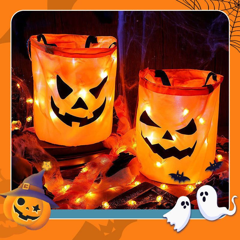 🎃📢📢50% RABATT  NU!! ⏰🔥Halloween lysande pumpa godisväska
