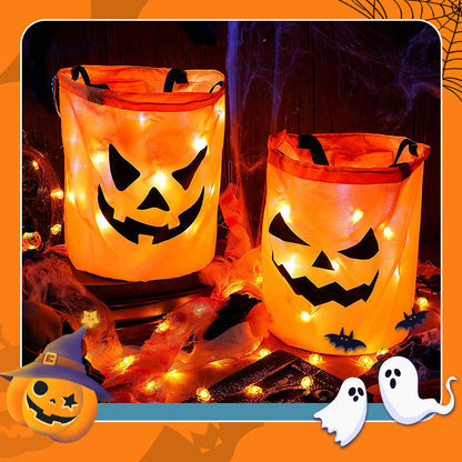 🎃📢📢50% RABATT  NU!! ⏰🔥Halloween lysande pumpa godisväska