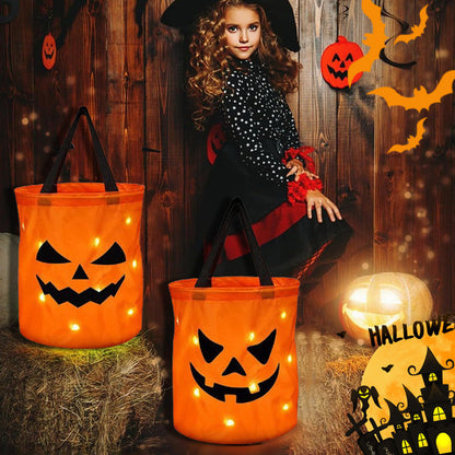 🎃📢📢50% RABATT  NU!! ⏰🔥Halloween lysande pumpa godisväska
