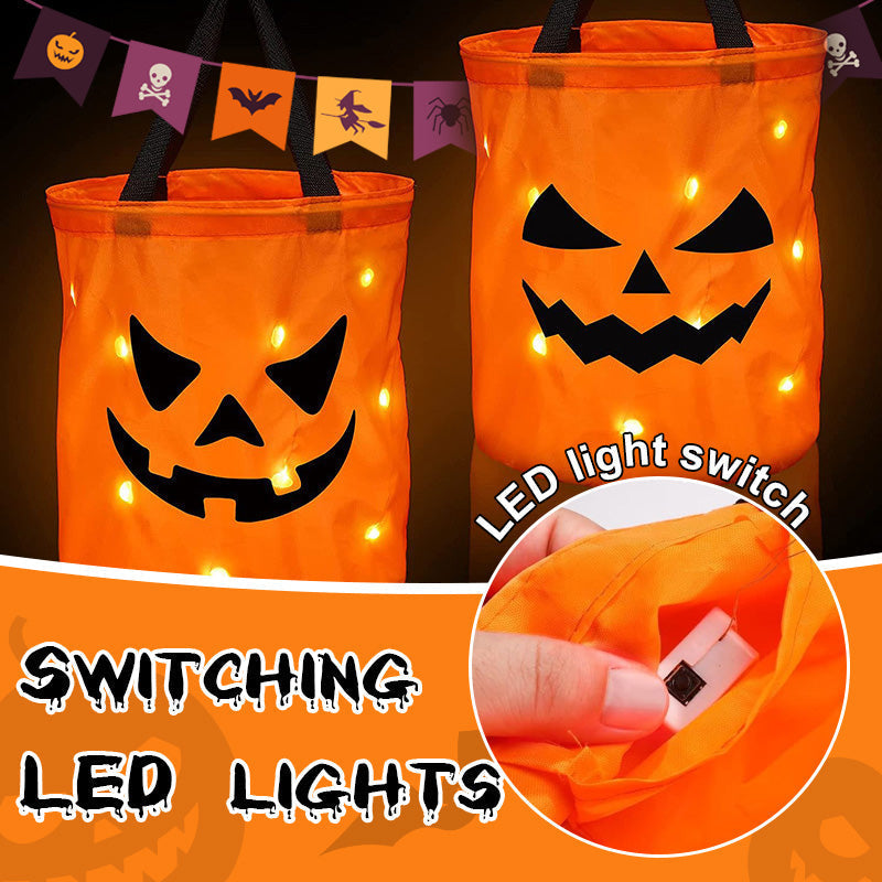 🎃📢📢50% RABATT  NU!! ⏰🔥Halloween lysande pumpa godisväska