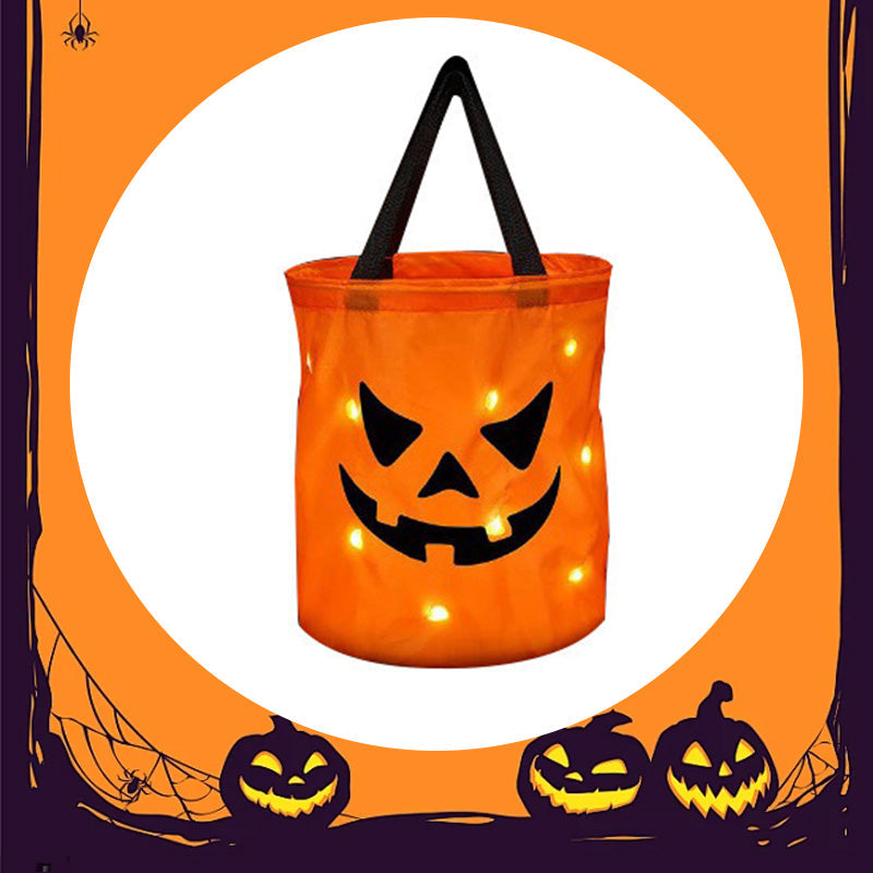 🎃📢📢50% RABATT  NU!! ⏰🔥Halloween lysande pumpa godisväska