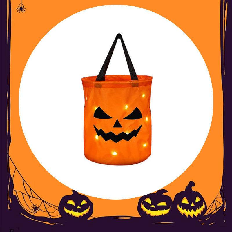 🎃📢📢50% RABATT  NU!! ⏰🔥Halloween lysande pumpa godisväska