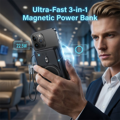 🔋 3-i-1 magnetisk powerbank – Inbyggd kabel  ⏳