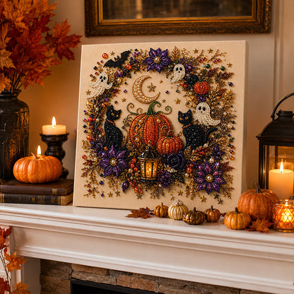 🎃 50% RABATT NU! Halloween DIY‑kit med spökmotiv och pärlor – komplett set med canvas, pärlor & lim – skapa en magisk höstdekoration 👻✨