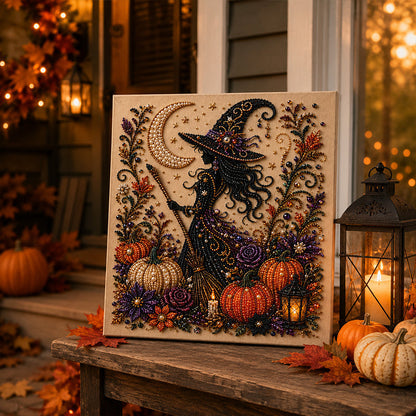 🎃 50% RABATT NU! Halloween DIY‑kit med spökmotiv och pärlor – komplett set med canvas, pärlor & lim – skapa en magisk höstdekoration 👻✨