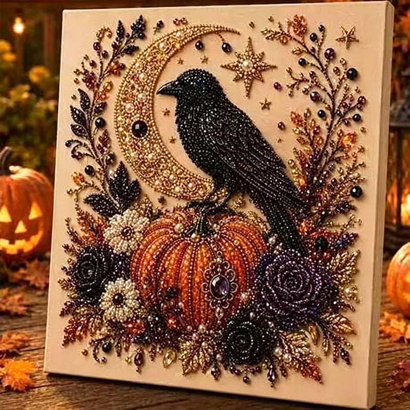 🎃 50% RABATT NU! Halloween DIY‑kit med spökmotiv och pärlor – komplett set med canvas, pärlor & lim – skapa en magisk höstdekoration 👻✨