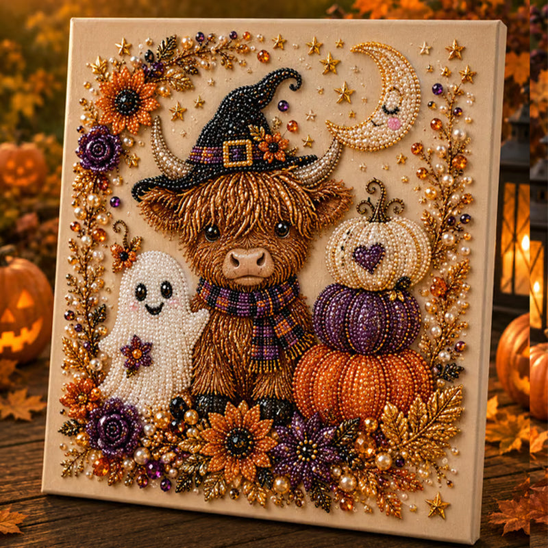 🎃 50% RABATT NU! Halloween DIY‑kit med spökmotiv och pärlor – komplett set med canvas, pärlor & lim – skapa en magisk höstdekoration 👻✨