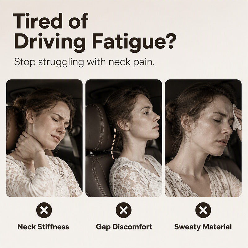 🚗💤 Lindra trötthet vid bilkörning! Universell nackkudde i minnesskum för bilen – ergonomiskt stöd för nacken under långa bilresor
