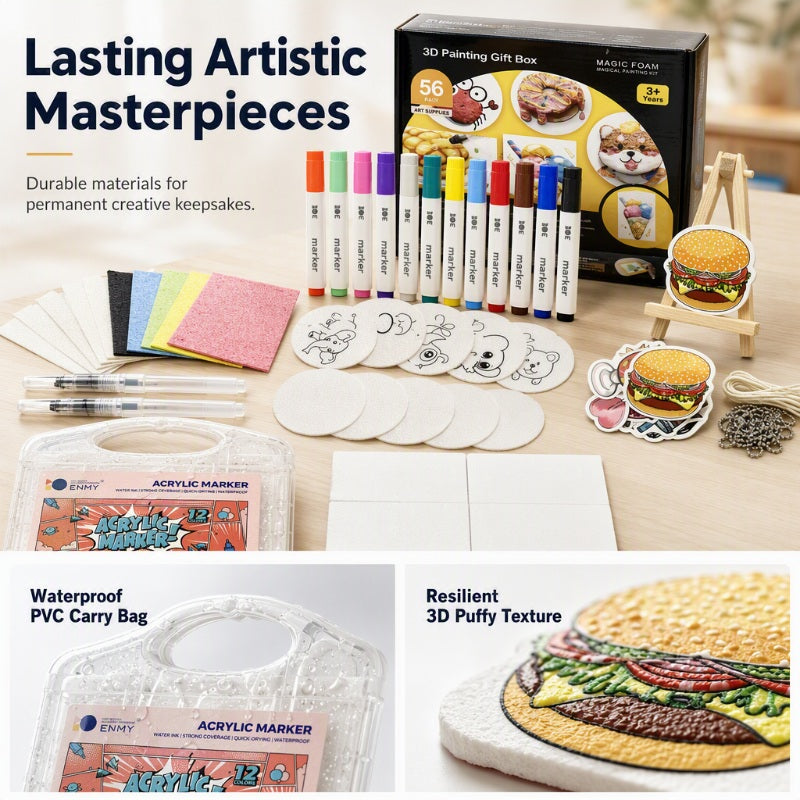 🔥🎁Nyhet 50 % RABATT🔥🎨 KREATIV DEAL – Måla, forma och skapa var som helst med allt samlat i en bärbar väska – Portabelt konstkit med texturerad skumeffekt