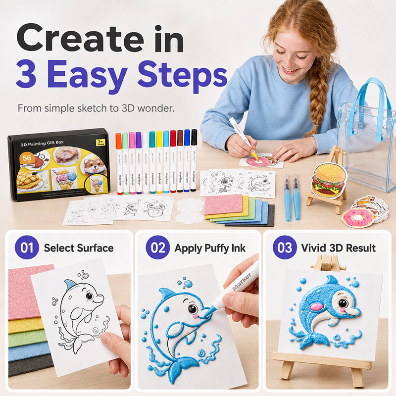 🔥🎁Nyhet 50 % RABATT🔥🎨 KREATIV DEAL – Måla, forma och skapa var som helst med allt samlat i en bärbar väska – Portabelt konstkit med texturerad skumeffekt